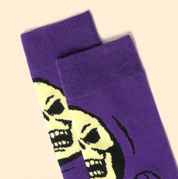 Purple skeleton skeletor he-man funny mens goth socks TV show cartoon punk crew - Picture 9 of 11